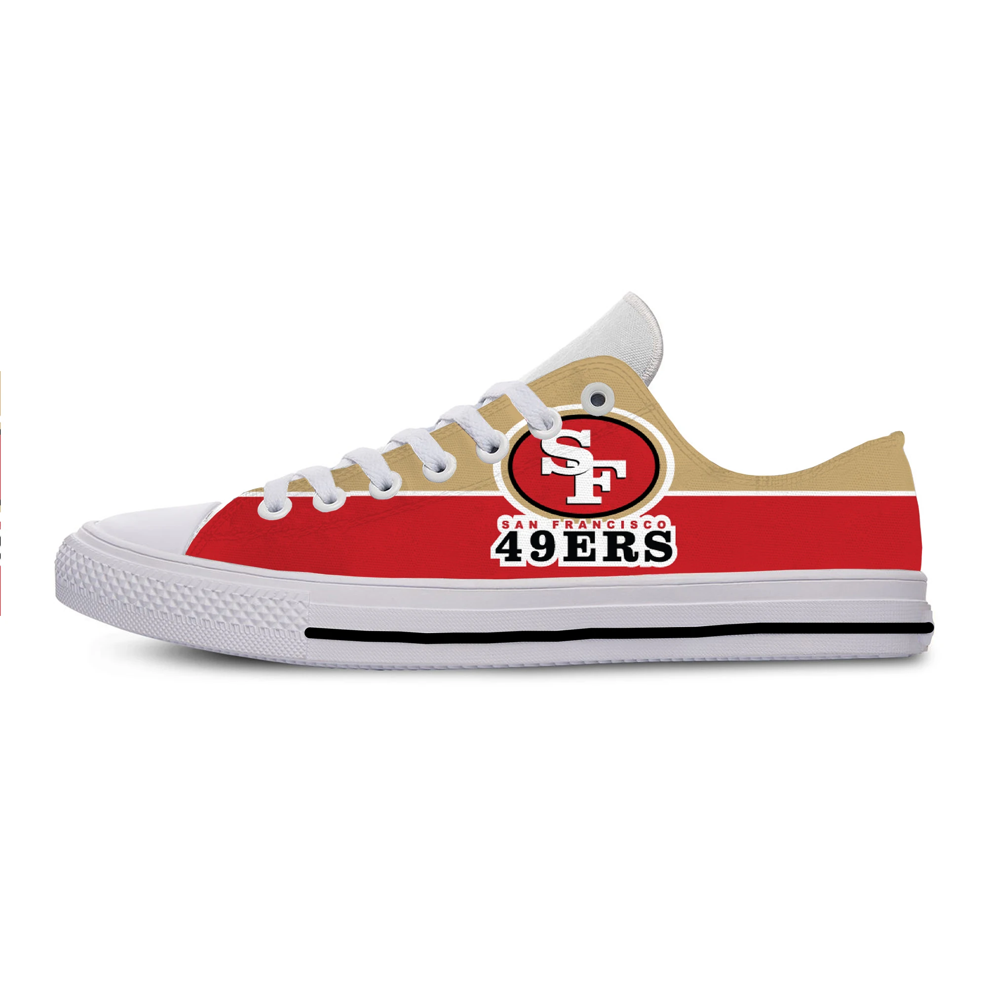 49ers/Классическая парусиновая легкая модная Мужская/женская повседневная обувь; дышащие кроссовки для отдыха на плоской подошве; футбольные болельщики в Сан-Франсиско