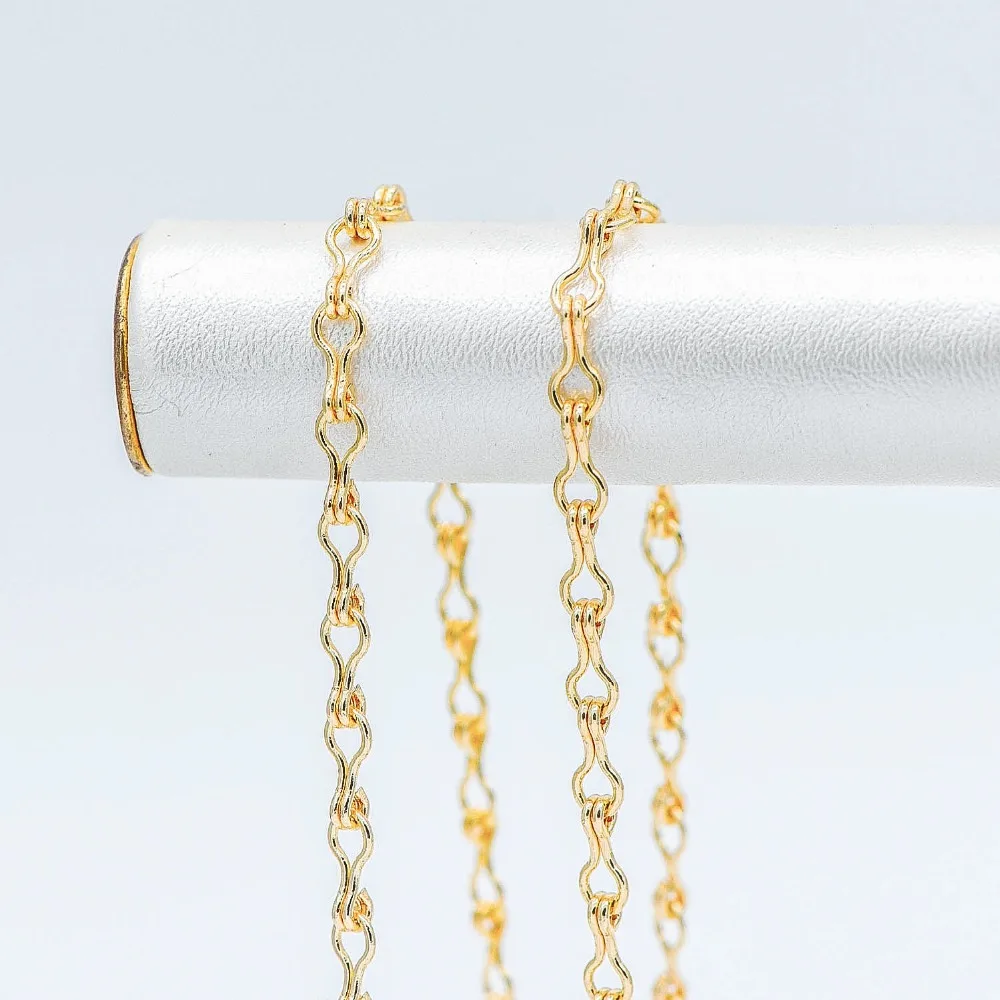 Золотые звенья цепи 3,5 мм, Настоящее 18K позолоченная латунь, качество специализированная цепь оптом(# LK-231-1)/1 метр = 3,3 футов