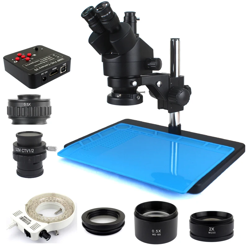 US $184.00 38MP HDMI Digital USB Microscopio Camera 35X90X SimulFocal Trinocular Stereo Microscope Soldering PCB Jewelry Repair Kit