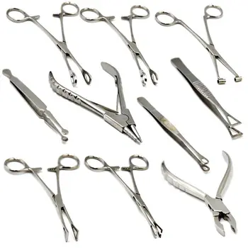 

10 Style Surgical Steel Ring Opening Closing Bending Pliers Tweezers Body Piercing Tools