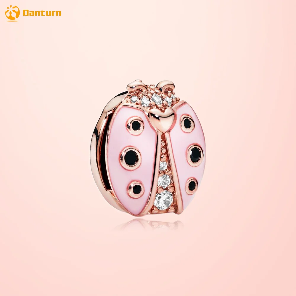 

Danturn New 925 Sterling Silver Beads Pink Ladybug Clip Charm fit Original Reflexion Bracelets for Women Jewelry Making Gift