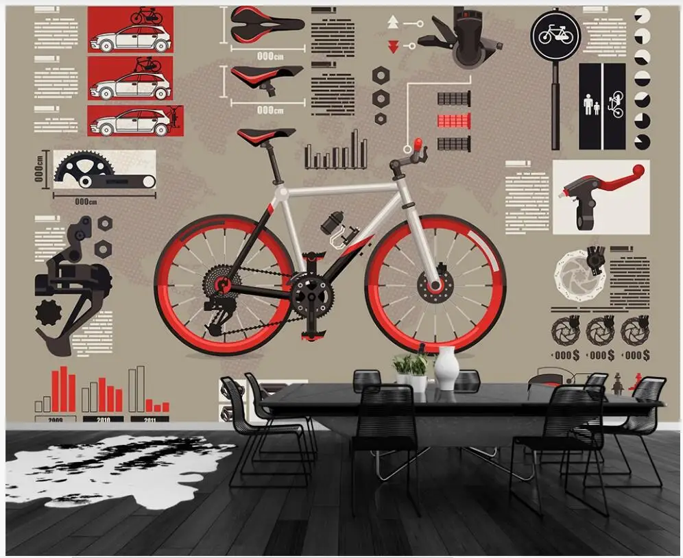 

3d wallpaper custom photo any size mural Creative cycling figures and sports equipment bike club room wallpaper for walls 3 d