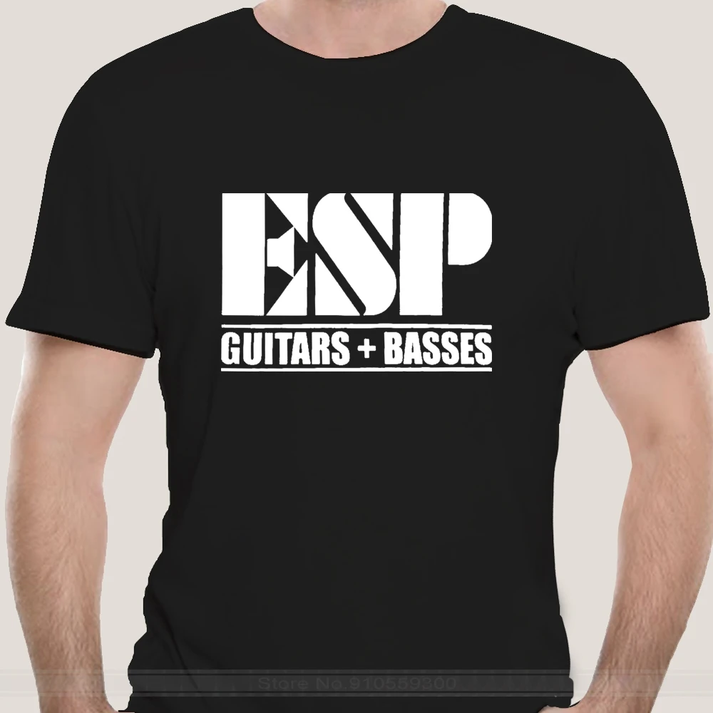 Новинка Мужская черная футболка со стразами ESP гитары басы модная мужская