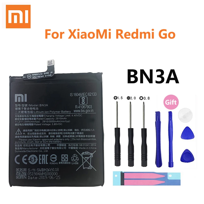 100% Оригинальная батарея Xiao mi BN3A 3000 мАч для Xiaomi Redmi Go RedmiGo высококачественные