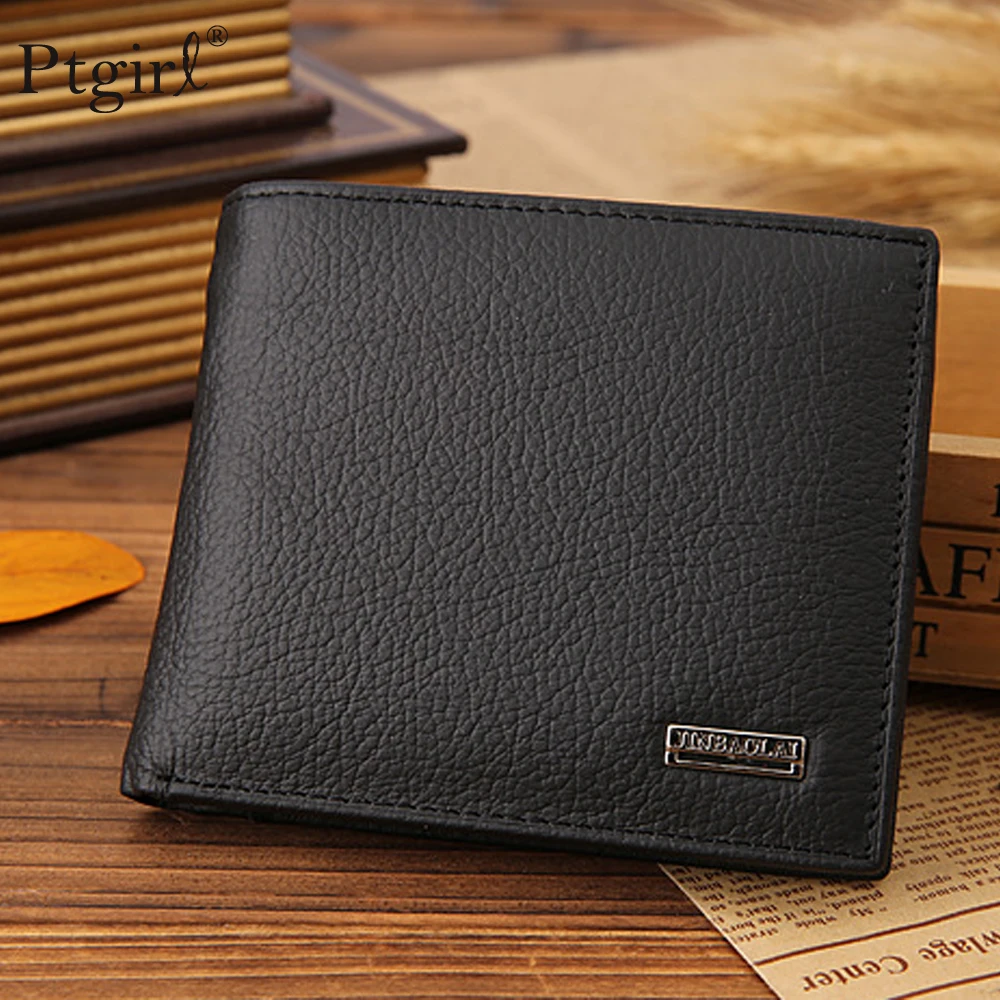 

Luxury 100% Genuine Leather Wallet Fashion Short Bifold Men Wallet Casual Soild Men Wallets With Coin Pocket Purses Male Wallets