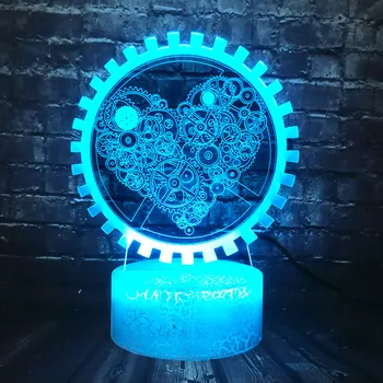 

Fashion Decor Lamp Romantic Love the gear LED 3D Visual Room Warm 7 Color Lava Table Night Light Holiday Xmas Girl Friend Toy