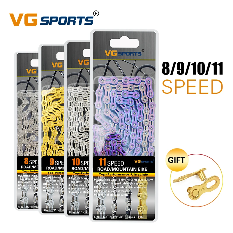

MTB Accessories 8 9 10 11 Speed Bicycle Chain 116L Silver Half Hollow Bike Chain Mountain Road Bike Chains
