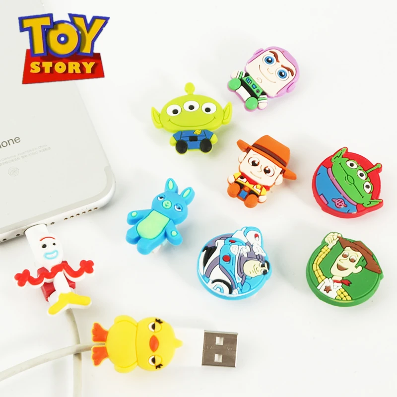 

Buzz Lightyear Woody Forky Toy story 4 USB Charging Cable Cartoon Cable Protector Data Line CordProtector Protective figure toy