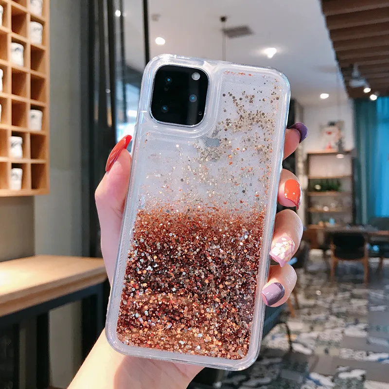 Чехол для телефона с жидким песком iPhone 11 Pro max чехол золотой серебряный блестящий X
