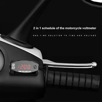 

2-In-1 24-Hour System Digital Display LED Voltmeter Multi-Function Motorcycle Voltage Tester Universal Electric Vehicle