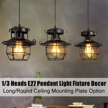

E27 220V Vintage Ceiling Light Loft Retro Iron Ceiling Lamp Bar Restaurant Home Decoration Indoor Lighting Fixture 1/3 Heads