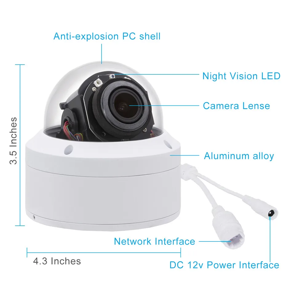 Hikvision совместимый Anpviz 5MP POE IP Камера PTZ 5X масштабирования Встроенный микрофон