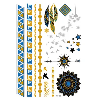 

Boho Ethnic Style Fake Tattoos Stickers Unisex Temporary Sticker Mystic Fake Tattoos Colorful Beauty Body Art Pattern n