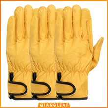 QIANGLEAF, 3 шт., новинка,, защитные перчатки, D Класс, свиная кожа, желтый цвет, ультратонкие Кожаные Защитные рабочие перчатки, 527NP