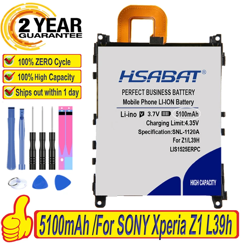 HSABAT 5100mAh LIS1525ERPC Battery Use for SONY Xperia Z1 L39h L39 C6902 C6903 C6916 C6943 SO-01F L39T L39U Batteries | Мобильные