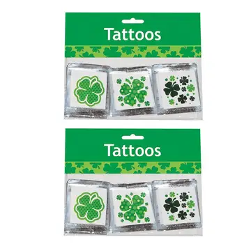 

2 Set St. Patricks Day Tattoo Sticker Clover Beautiful Decor Facial Sticker for Festival Party (72pcs A Set)
