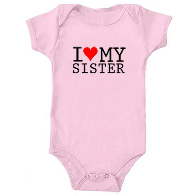 Одежда для близнецов «I Love My Sister Brother», хлопковая одежда с короткими рукавами для новорожденных, летняя одежда для маленьких мальчиков и девочек - Цвет: sister-pink