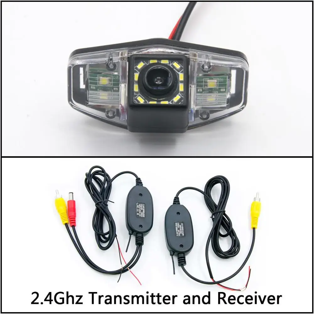 Camera With Wireless 12 Светодиодный свет заднего хода автомобиля зеркало заднего вида Камера для Honda Accord 2001 2002 2003 2004 2005 2006 2007 2008 2009 2010 Парковка резервного копирования - Название цвета: Camera With Wireless