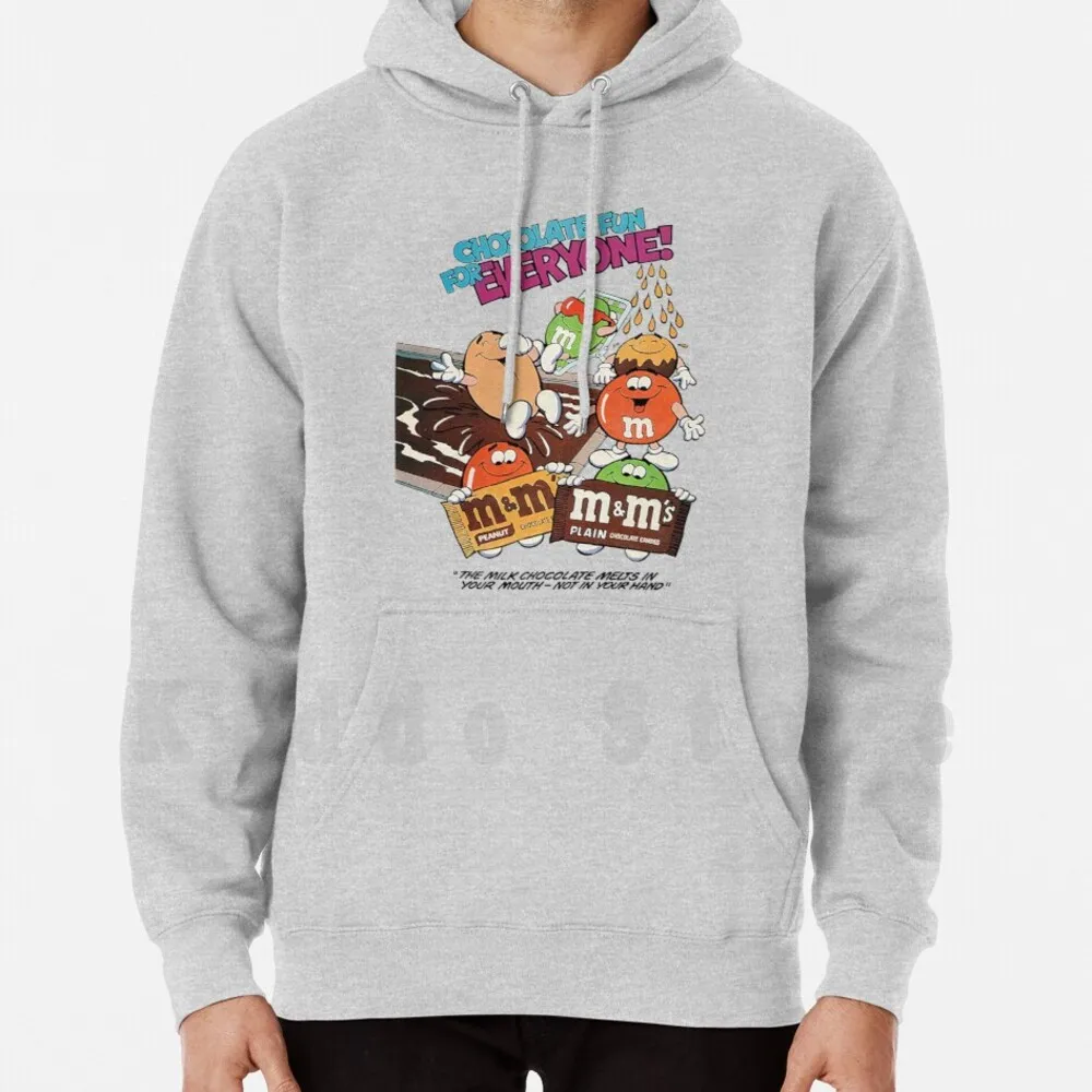 M & M'S Chocolate Fun For Tutti Felpa Con Cappuccio Manica Lunga M M E M M E Cioccolato Arachidi Caramelle Dolce Cartone Animato Anni '80