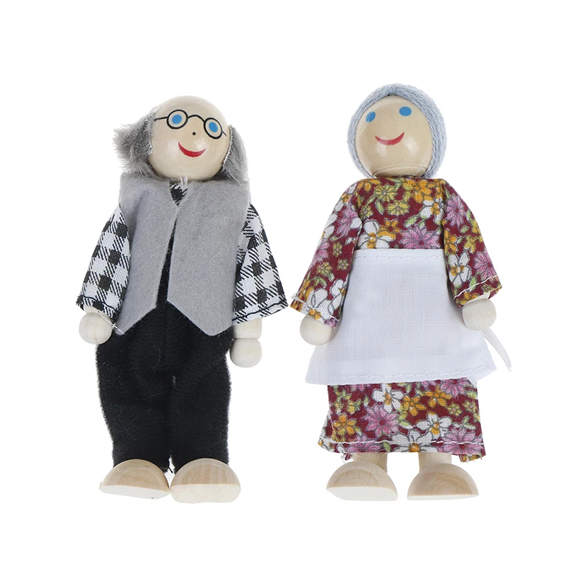 Small Wooden Happy Dollhouse Family Dolls Toy Set Figures Dressed Characters Children Kids Playing Doll Gift Kids Pretend Toys mini figure toys,mini dolls toys,action figures toys