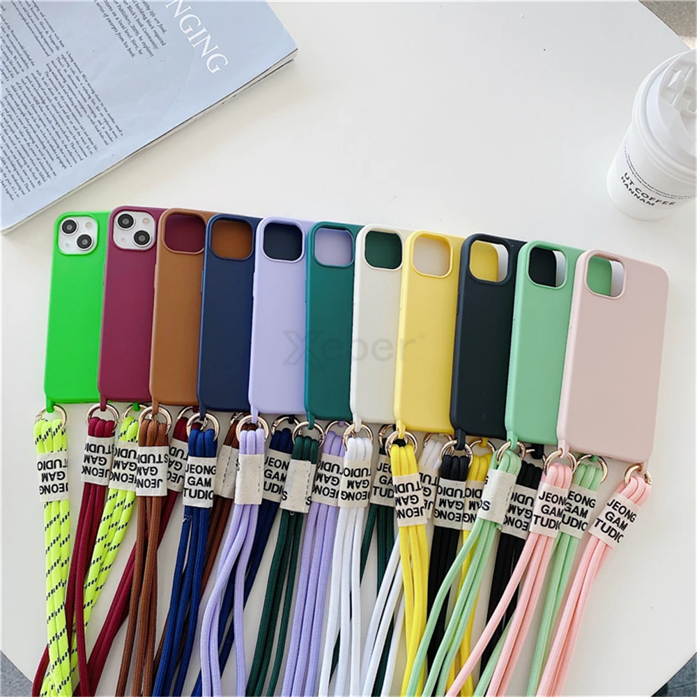 Cordino sportivo alla moda con custodia per telefono per iPhone 16 14 13 15 Pro Max 12 11 XS Mini 7 Corda morbida antiurto Custodia adatta per viaggiare_voghion.com