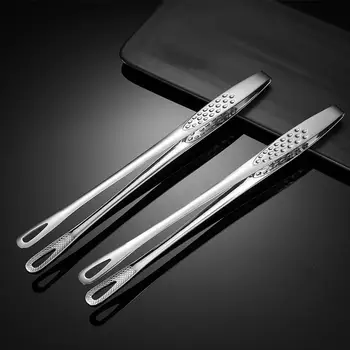 

2pcs Stainless Steel Food Tongs Japanese Style Barbecue Clamp Kitchen Serving Tong for Fried Fish Steak