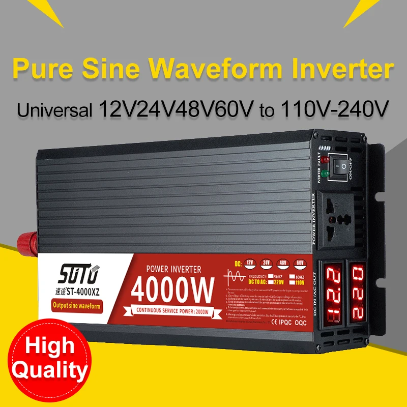 Inversor universal dc 12v24v48v60v para 110v-240v inversor de tela lcd de forma de onda de seno puro 2500w/3000w/4000w/5000w conversor de potência