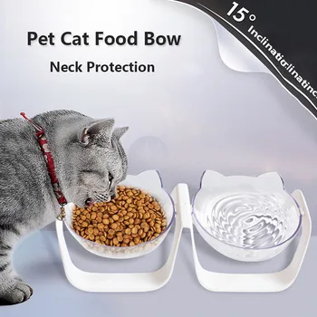 

Non-slip Cat Bowls Double Pet Bowls With 15 Degree Raised Stand Pet Food and Water Bowls For Cats Dogs Feeders Pet Products #F5