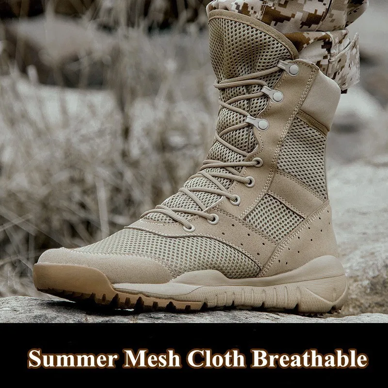Mesh Cloth 35-47 размер мужские и женские ультралегкие уличные альпинистские ботинки тактические тренировочные армейские ботинки летние дышащие сетчатые походные ботинки - Цвет: Mesh Cloth