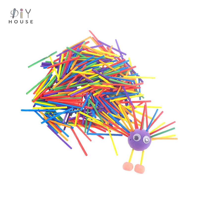 Color Matchstick DIY Craft Supplies Creative Cabin Model Toys Making Wooden Sticks Children Puzzle Handmade Arts Decor Materials | Дом и сад