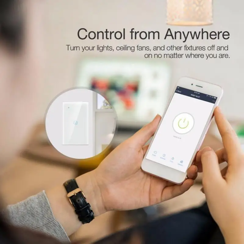 Tuya smart wall Switch US wifi+Bluetooth smart switch zero fire single fire universal Touch Switch Voice Control Light