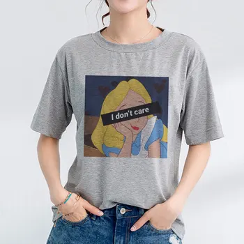 

Summer Spoof Vintage New Snow White Princess print Short Sleeve O-neck Cartoon Casual Tops Women tees Harajuku Fun gray T-Shirt