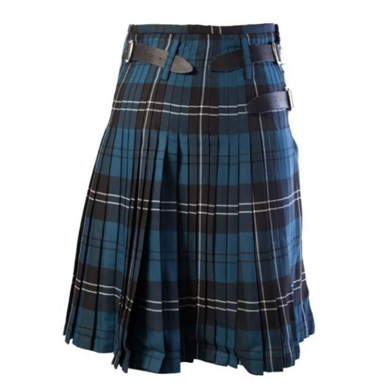 Шотландская Мужская Kilt традиционный ремень в клетку плиссированная Двусторонняя цепь коричневый готический панк шотландская клетка брюки юбки хит - Цвет: color 4