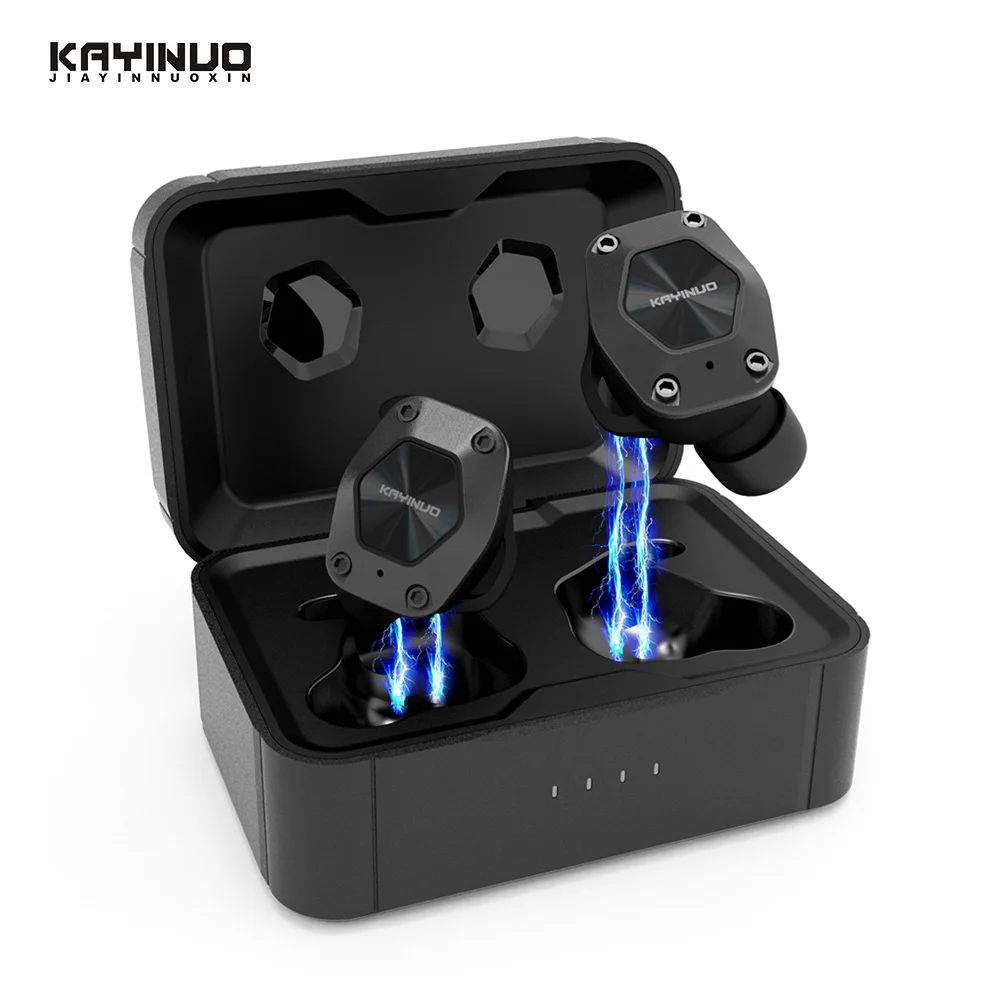 

KAYINUO 9D Stereo bluetooth headest 5.0 noise reduction Tws wireless headset with microphone/charging Box for sports