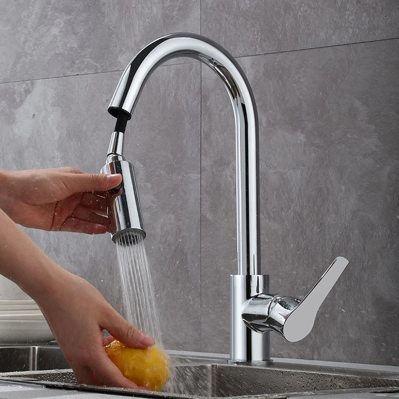  Gavaer Kitchen Faucets Single Handle Pull Out Kitchen Tap Swivel Degree Water Mixer Tap Chrome Spri - 4000109738097