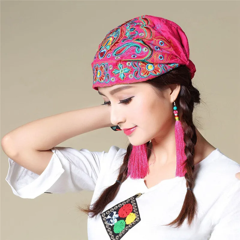 Enthic стиль женские банданы винтажная вышивка цветы женские шапки головной убор мексиканские женские модные хип хоп шляпы повязки N13