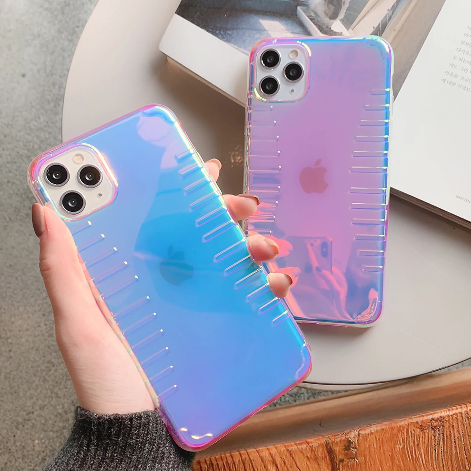 Лазерный голографический чехол для телефона iPhone 11 12 Pro Max XR X XS 7 8 Plus SE 2020 мягкий IMD