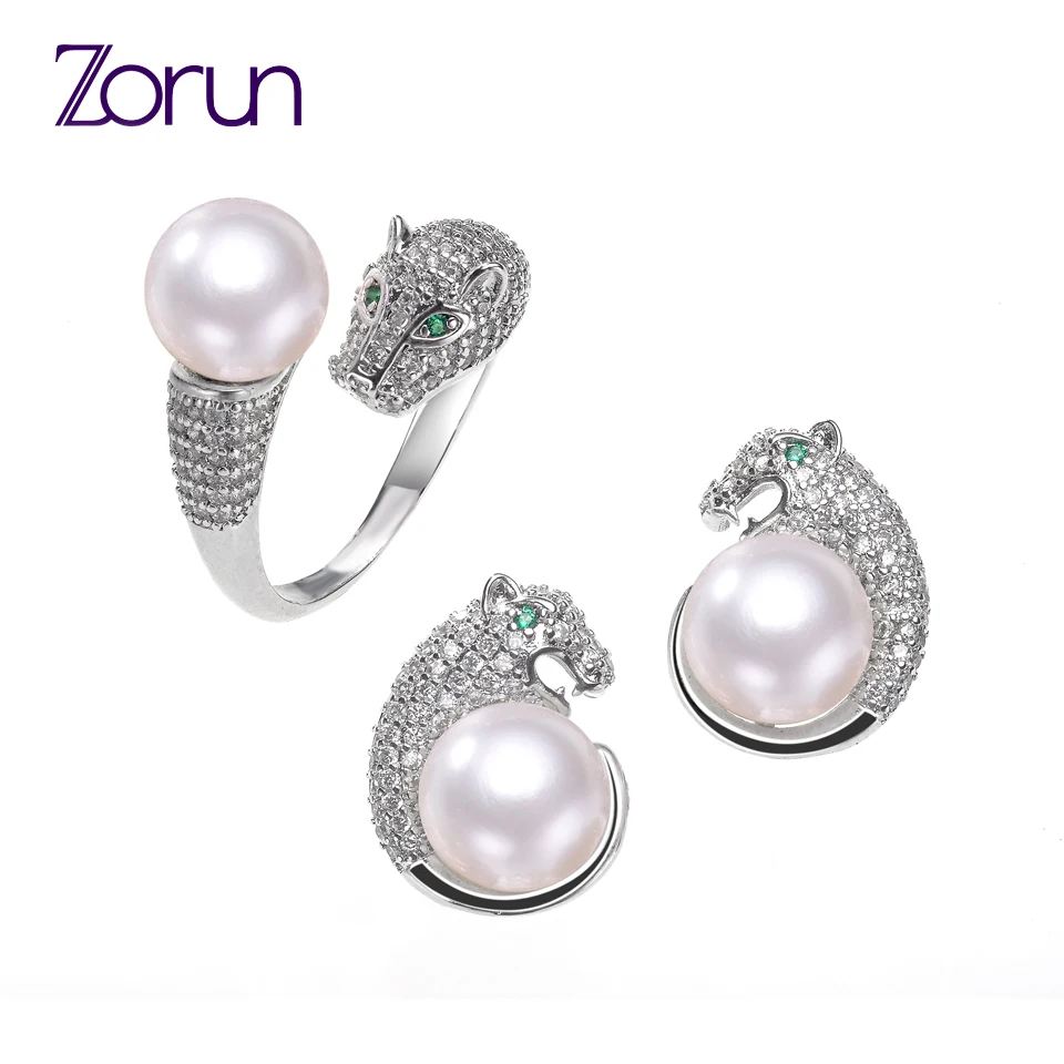 

Zorun Real Natural Freshwater Pearl sets Jewelry 9mm Copper with White/Yellow Gold Filled Accessories for Women New Design