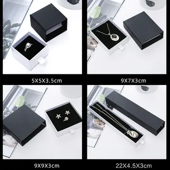 

Packaging Jewelry Box Bracelet Necklace Ring Earring Box Simple Fashion Gift Box Black and White Jewelry Accessories