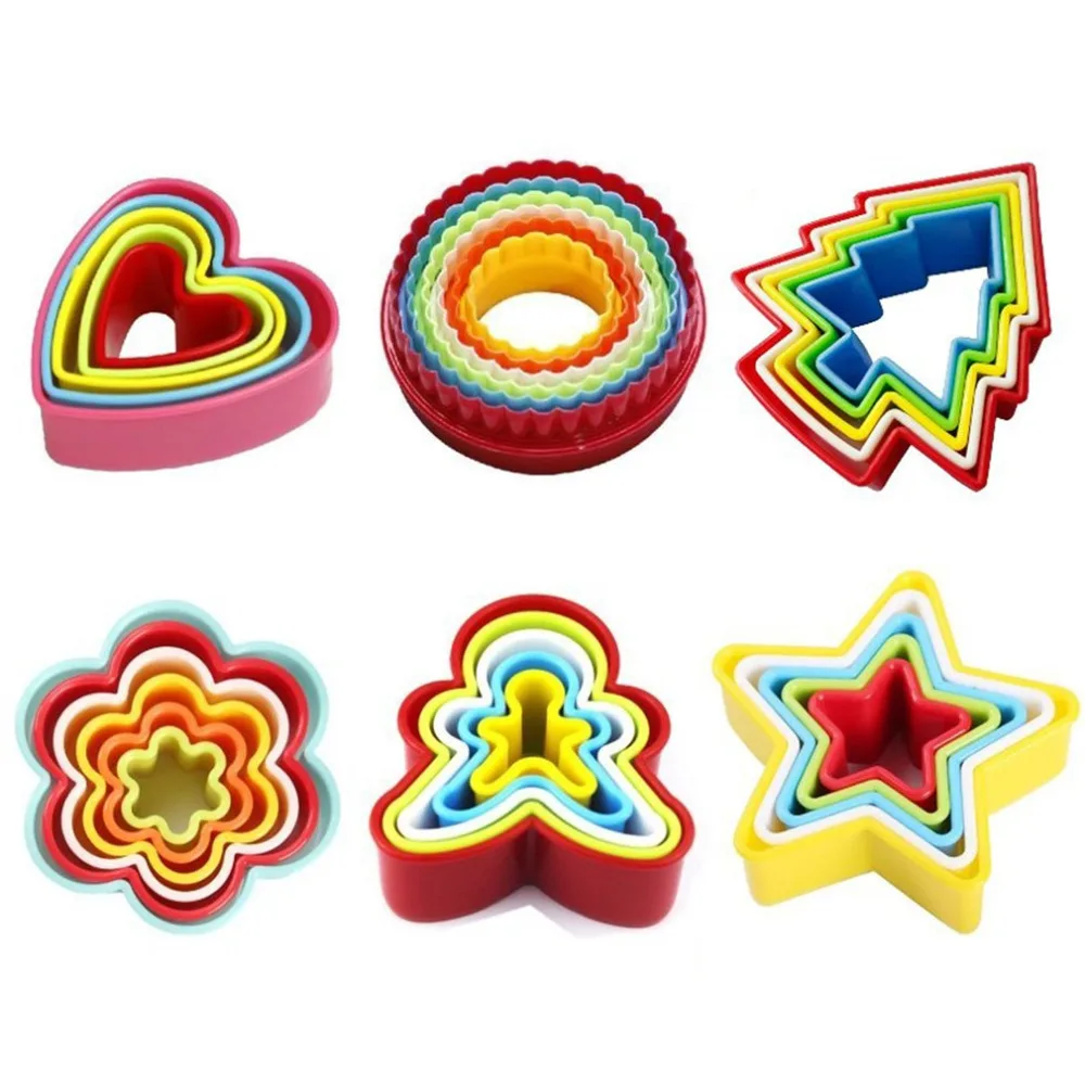 

Various Shapes Mould Fondant Cake Biscuit Baking Cookie Plunger Cutter Decor Stars Christmas Tree Mould Food Grade ABS