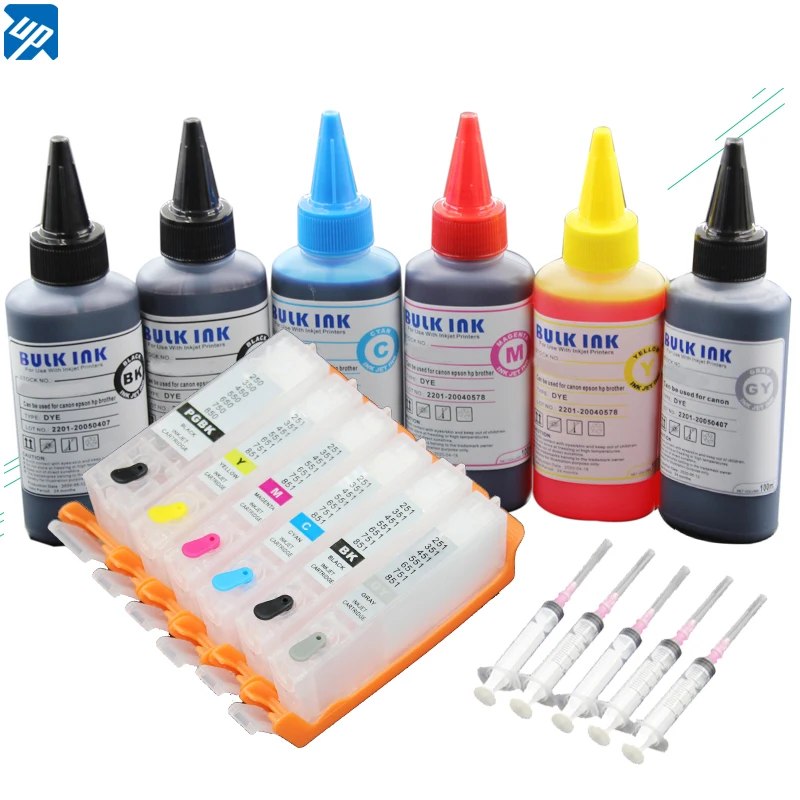 6x100ML ink PGI-550 CLI-551 refillable ink cartridge with arc chip for canon MG6350 MG7150 MG7550 IP8750 printer pgi550