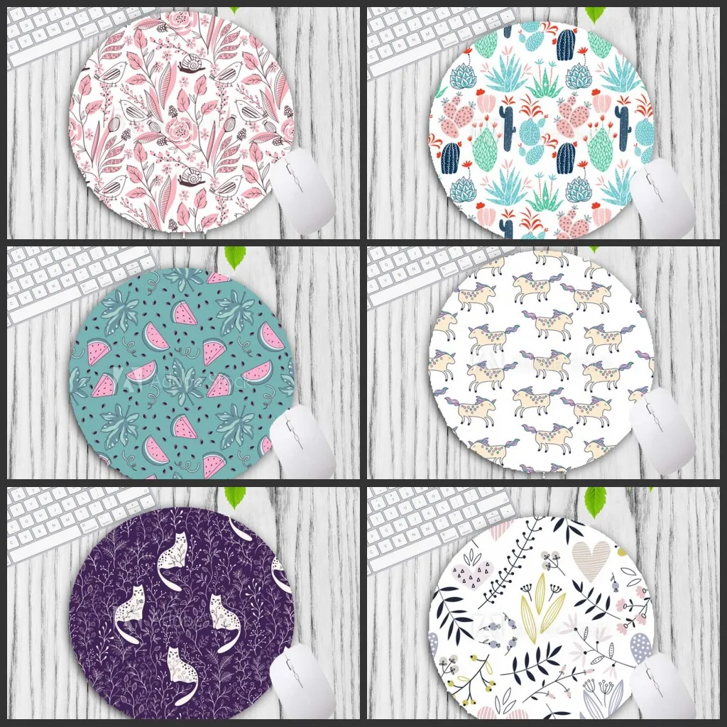 

XGZ Tropical Plants with Cat Pattern Round Mousepad 200x200MM 11 Kind of Animal Mouse Pad Choose for Game/office Tablet Mats