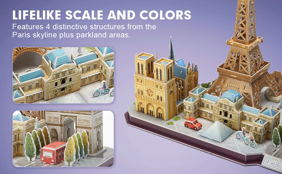 3D Puzzle Cityline Paris Cubic Fun 2.Wahl Restposten Louvre Notre Dame Eiffel 
