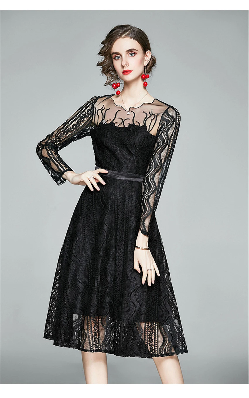 Black mesh lace dress Clearance