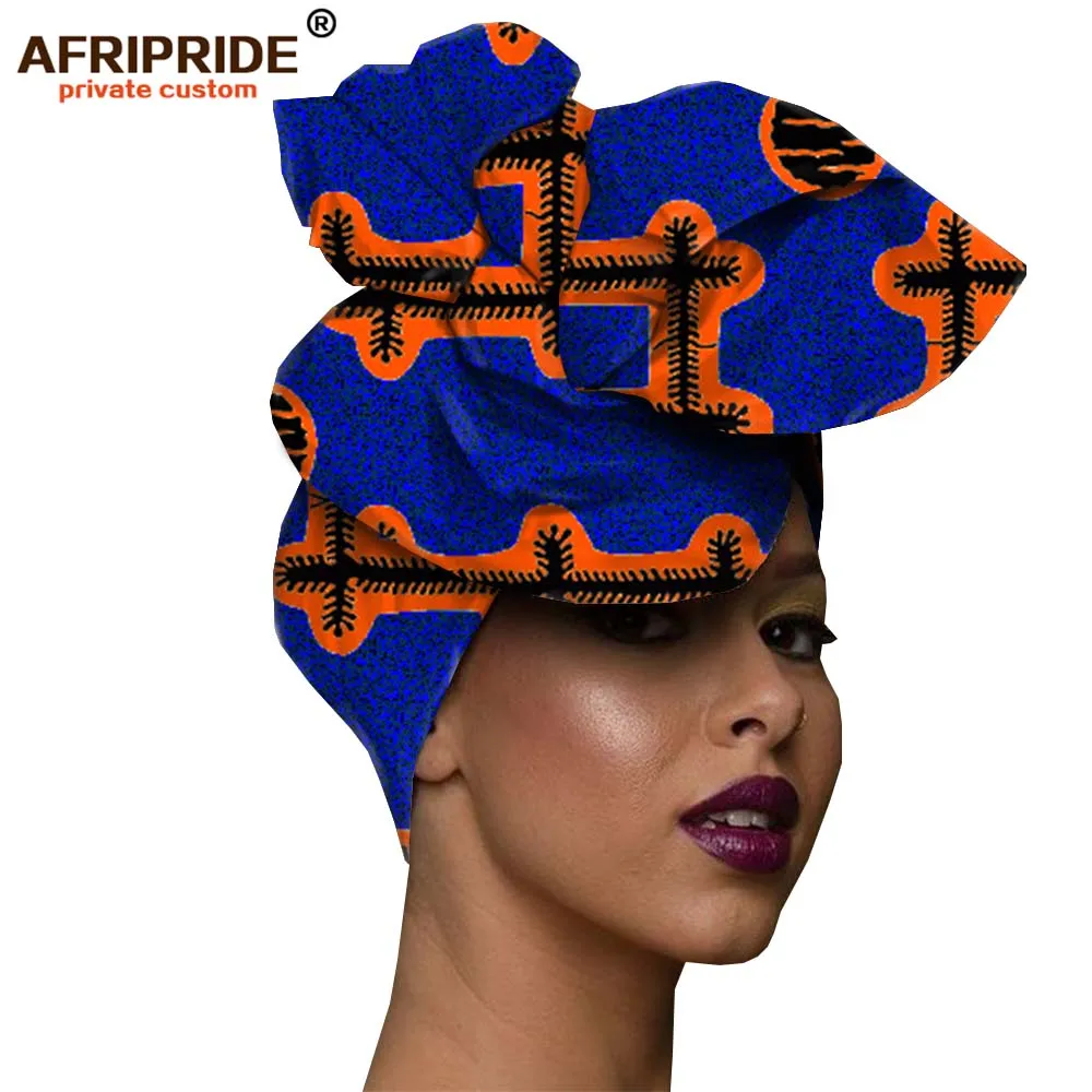 Африканская мода, повязка на голову для женщин, AFRIPRIDE, bazin richi, высокое качество, хлопок, воск, принт, Женская бандана A19H001 - Цвет: 496