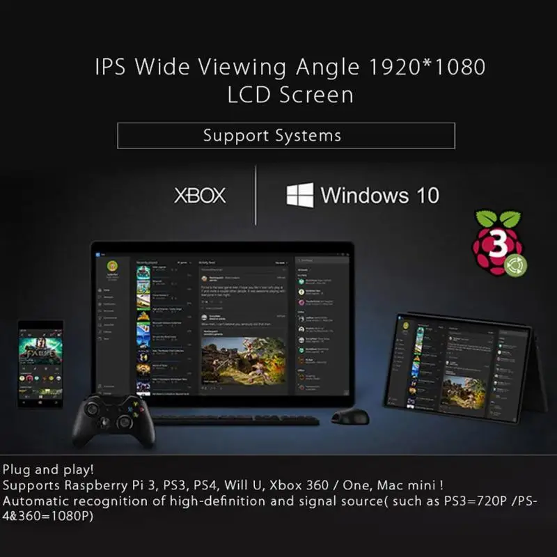 10in FHD 1080P монитор 1920x1080 ips экран с чехлом для Raspberry Pi PS3/4