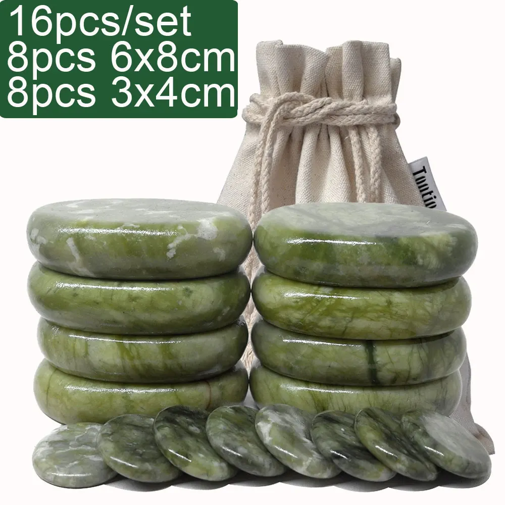 Pietra Verde Hot Stone Massage Set Alleviare Lo Stress Mal Di Schiena Di Assistenza Sanitaria Digitopressione Lava Pietre Di Basalto Per L'Assistenza 