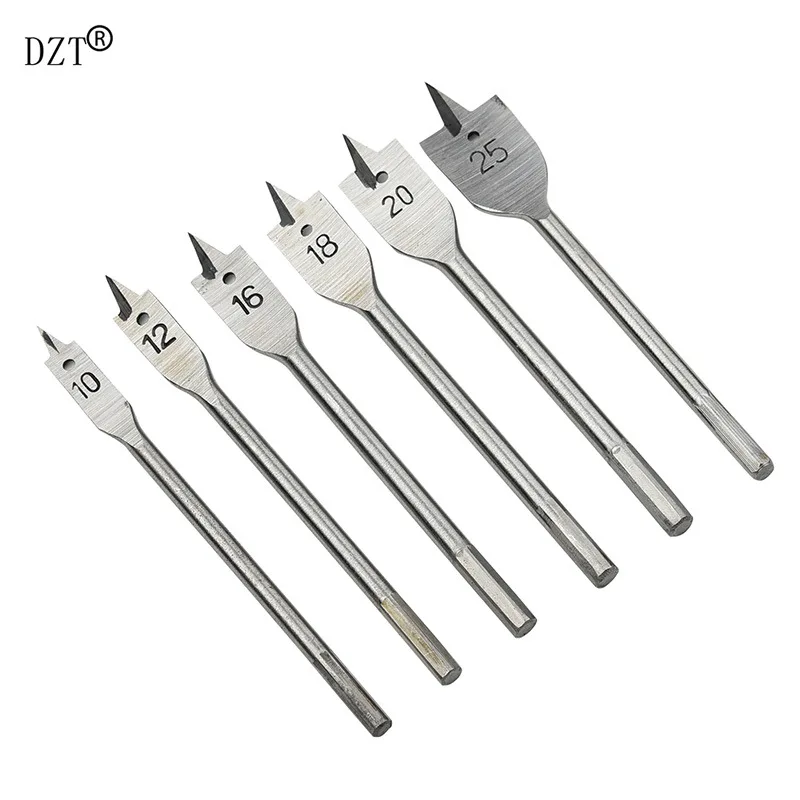 6pc Three-Tipped Woodworking Flat Drill Tapper Sets High Carbon Steel Multi-Specification Flat Drill Bit Board Tapper Special Of