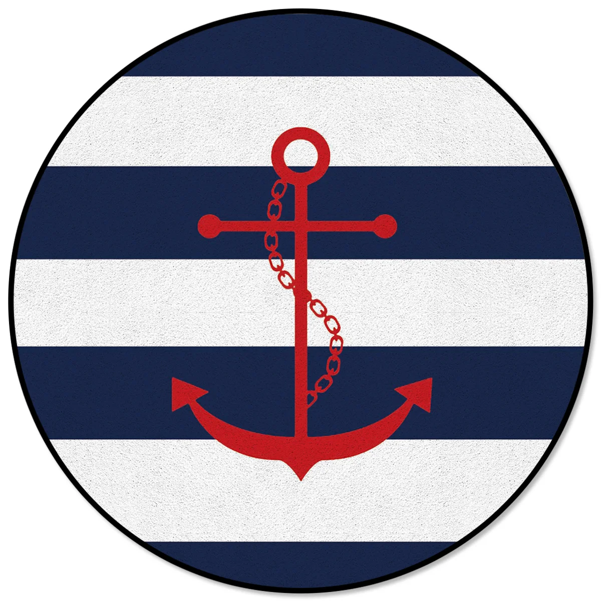 Круглый ковер, простые синие и белые полосы, якорь, кухонные ковры, ковры для ресторана, для улицы, свадьбы, на заказ, вечерние, для девочек, детей