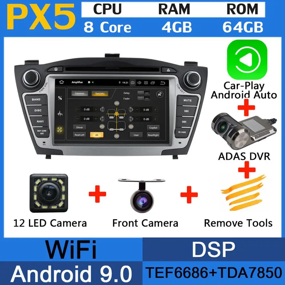 5 USB порт PX6/Восьмиядерный Android 9,0 автомобильный dvd-плеер для hyundai IX35 2010 2011 2012 2013 автомобильный Радио gps DSP Android авто - Цвет: PX5-Adas-Carplay